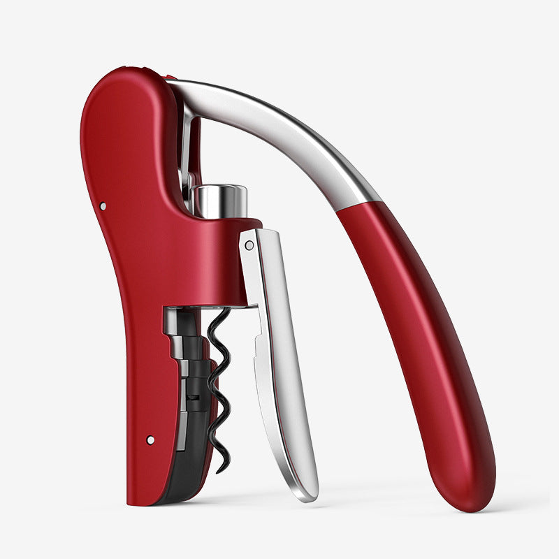 Sarah Express Premium Rabbit Lever Wine Opener with Built-in Foil Cutter Wine Red
