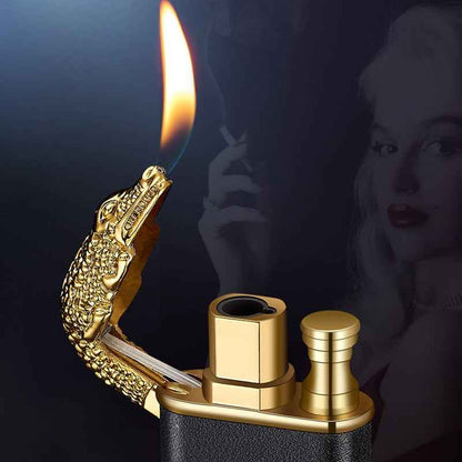 Sarah Express Blue Flame Metal Lighter - Windproof Butane Lighter with Dolphin Dragon Design