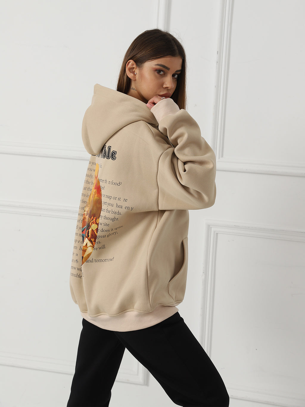 Sarah Express Women's Printed Long Sleeve Hoodie Sweatshirt - Casual Pullover Top for Fall Winter