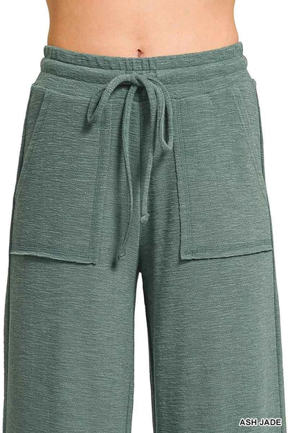 Sarah Express Women's Cotton Slub Short Sleeve Tee and Pants Set - Zenana Loungewear