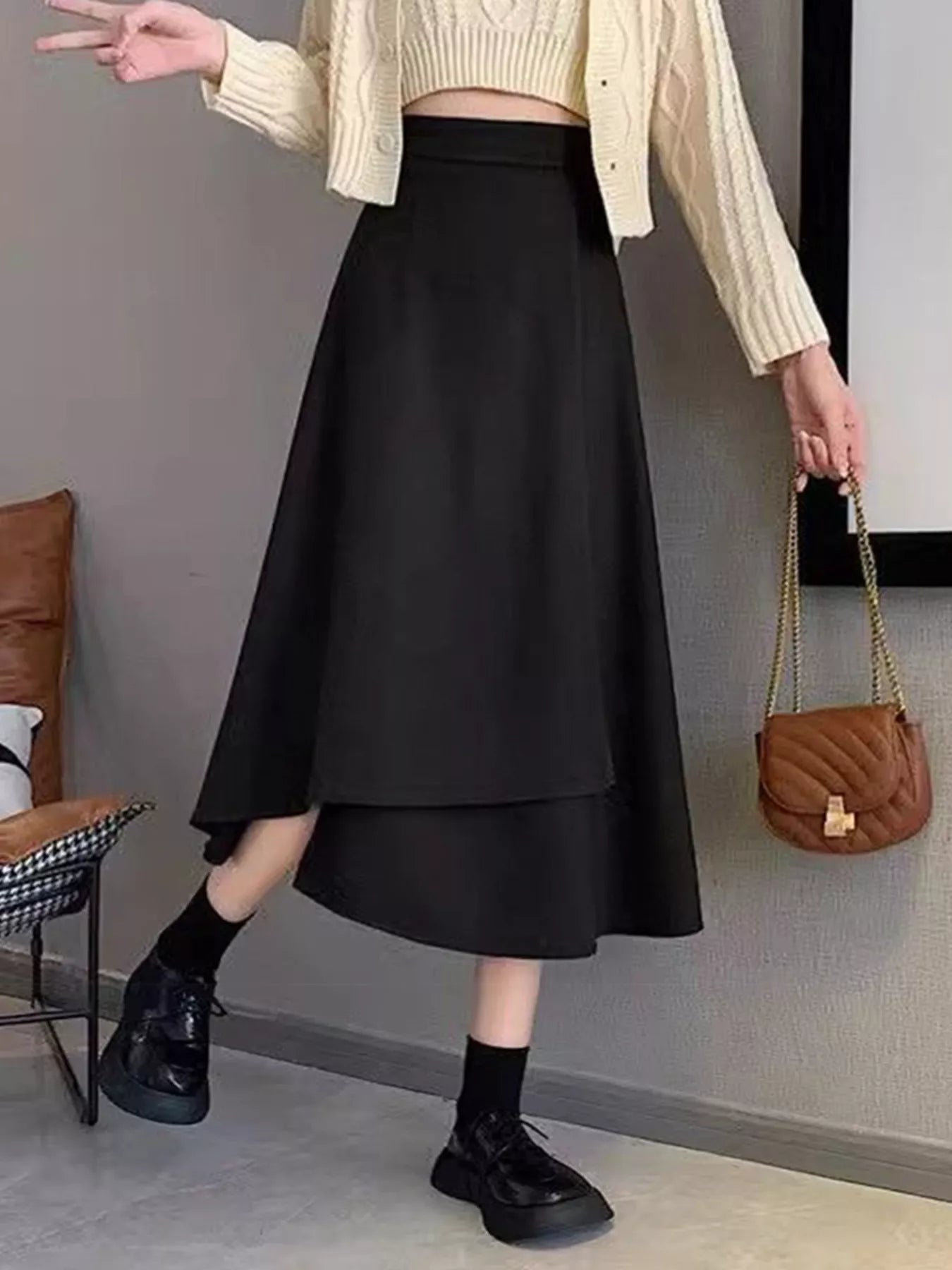 Sarah Express Women's Asymmetrical Hem A-Line Skirt