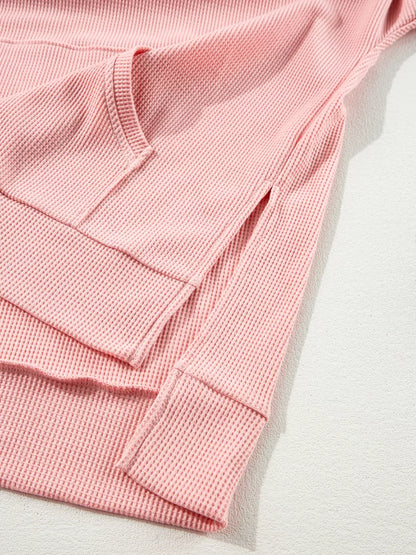 Sarah Express Women's Waffle Knit Fleece Lined High Low Oversized Hoodie