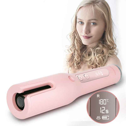 Sarah Express Wireless Rechargeable Automatic Curling Iron - Cordless Ceramic Hair Curler with Anti-Scald Technology