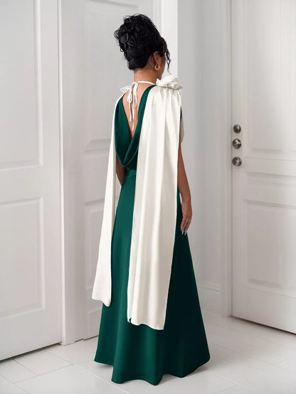 Sarah Express Women's Floral Applique Two Tone Maxi Dress