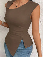 Sarah Express Women's Slit Asymmetrical Tank Top