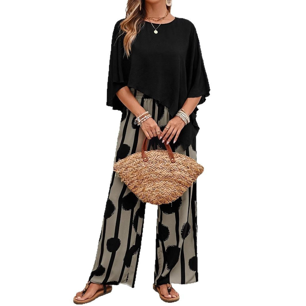 Sarah Express Women's Two-Piece Set Abstract Print Top Pants Summer