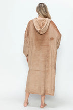 Sarah Express Women’s Plus Size Hooded Midi Lounge Dress with Pockets