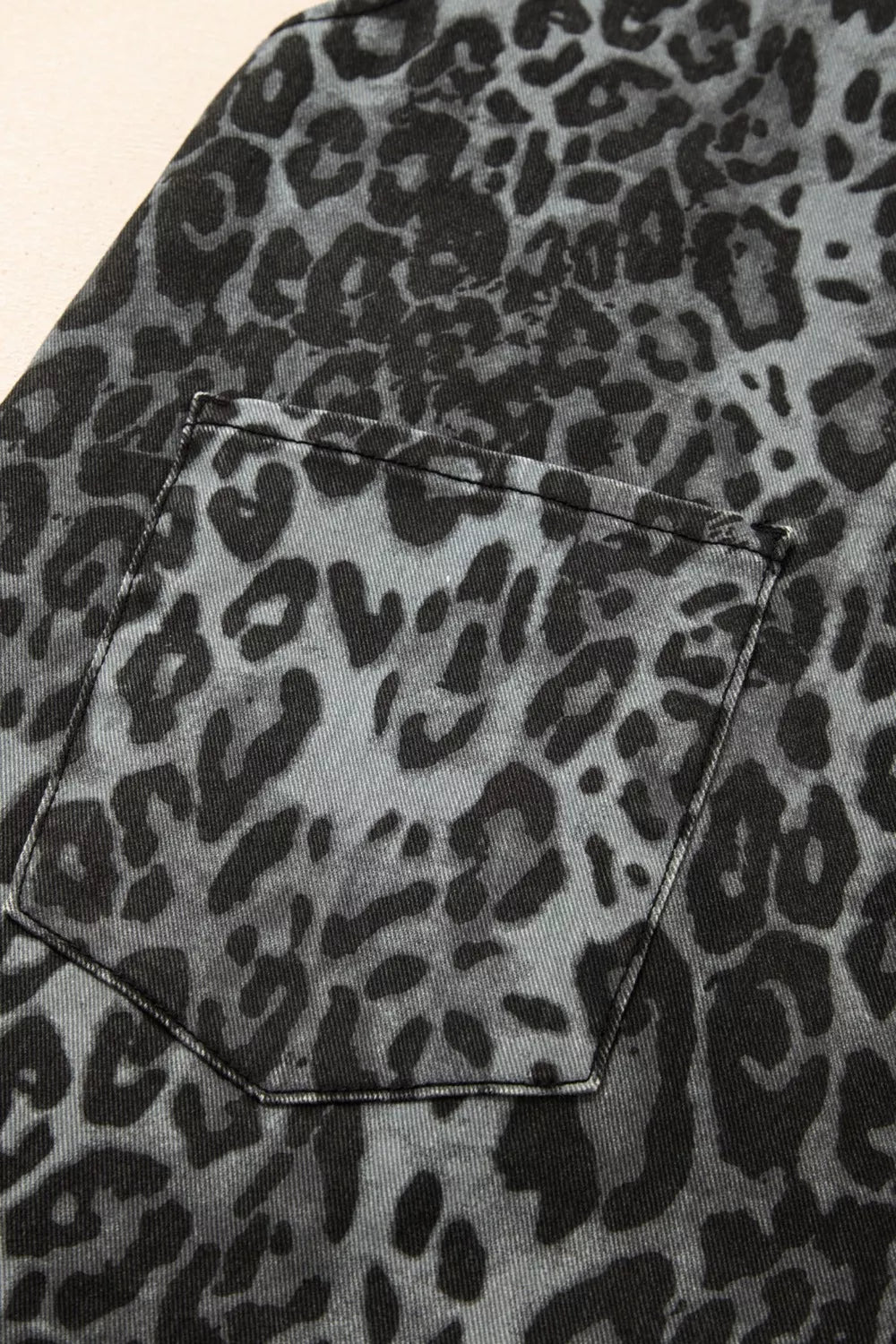 Sarah Express Women's Leopard Print Denim Overalls - Adjustable Strap Cropped Loose Fit Jumpsuit