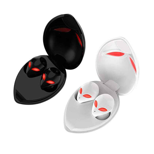 Sarah Express Starman Alien Design Bluetooth 5.0 Wireless Earbuds LED Charging Case