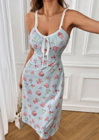 Sarah Express Floral Lace Trim Camisole Dress High Waist Sleeveless