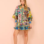 Sarah Express Women's Animal Print Button Front Shirt Dress Long Sleeve Casual Cardigan Style