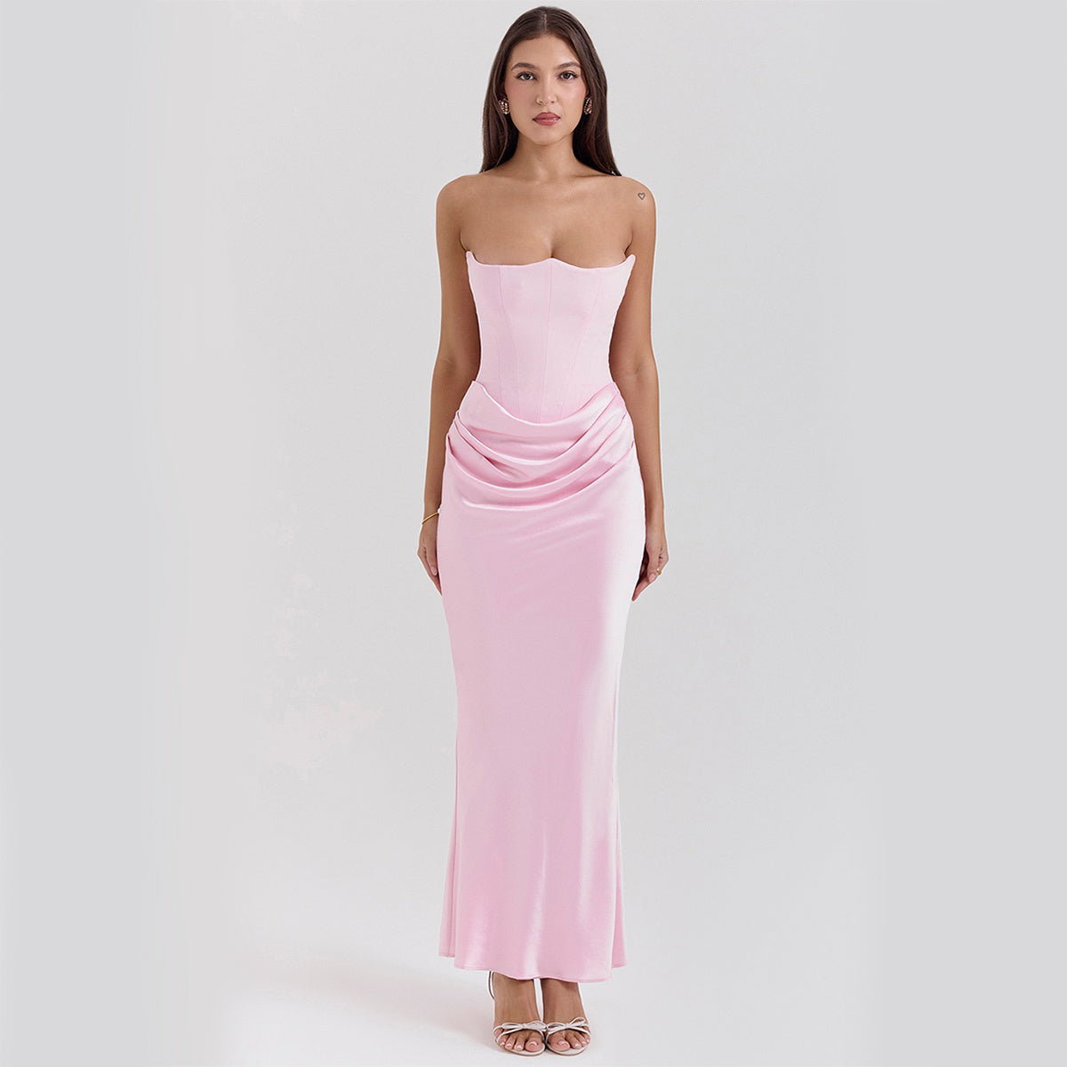 Backless Bandeau Maxi Dress Strapless Bodycon Evening Gown