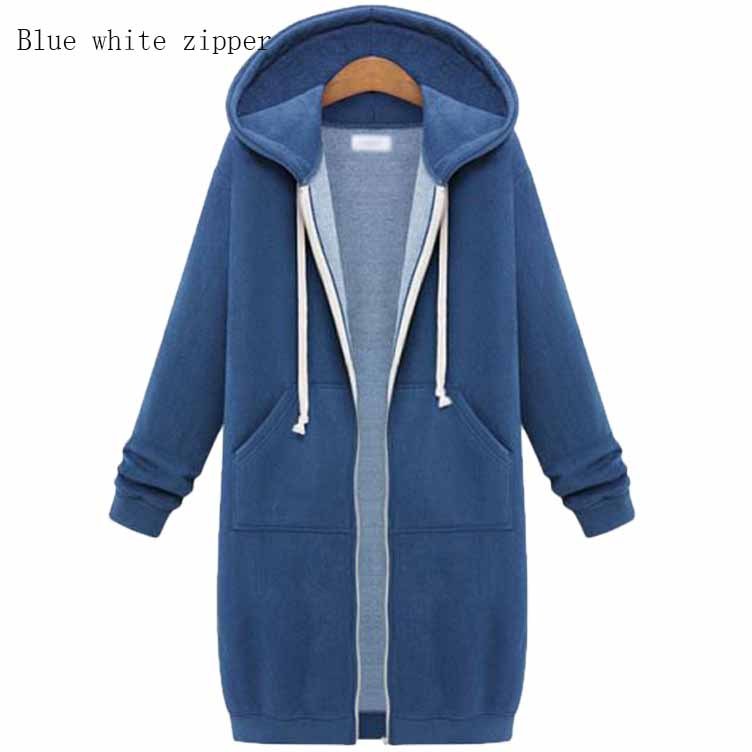 Women's Hooded Fleece Long Jacket with Zipper