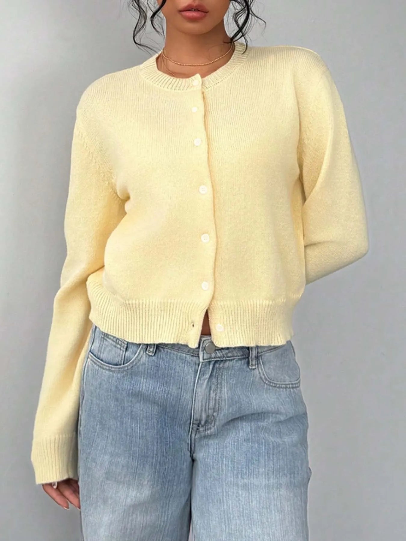 Sarah Express Women's Button-Up Long Sleeve Knit Cardigan