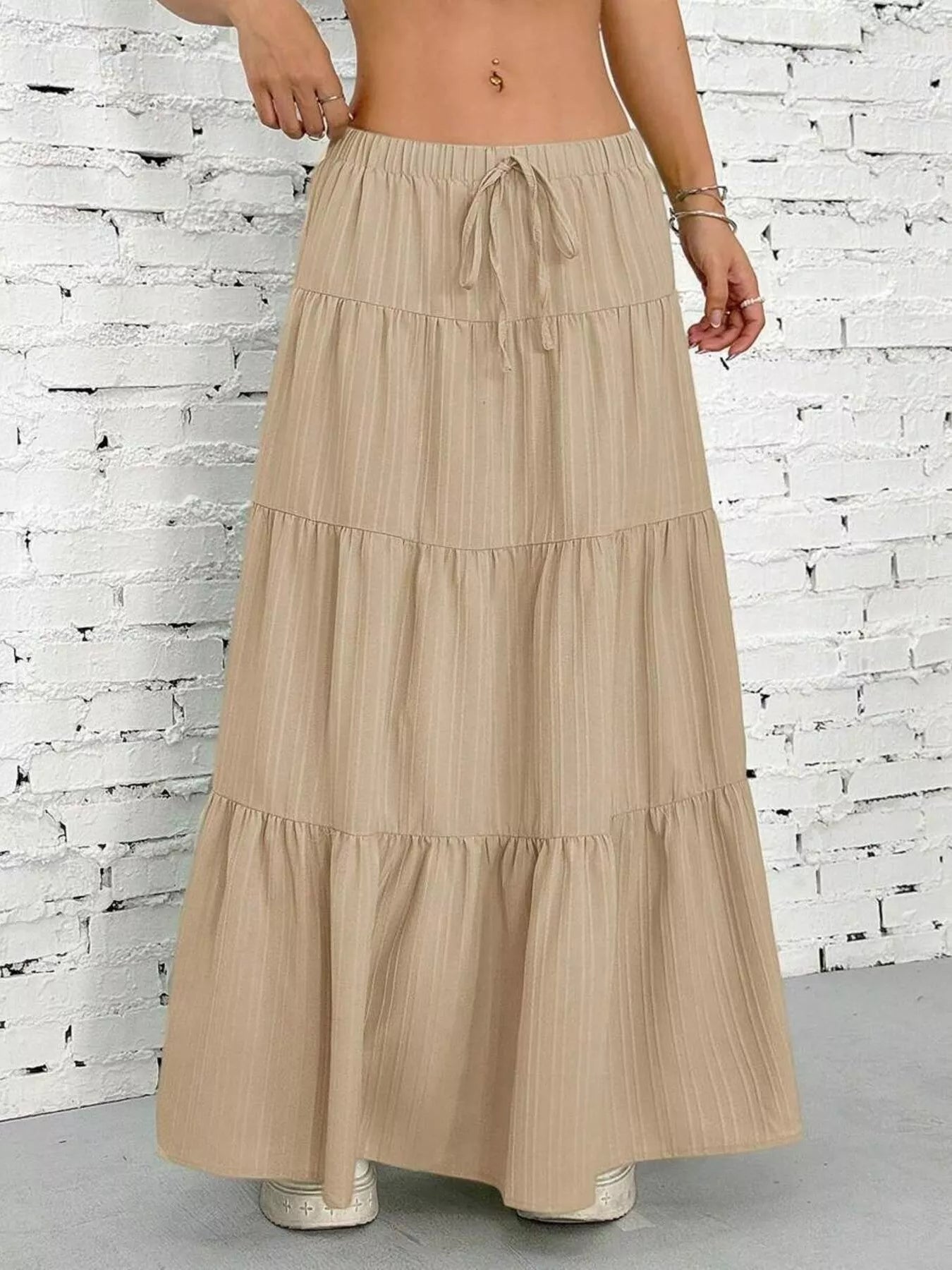 Sarah Express Women's Flowy Tiered Maxi Skirt