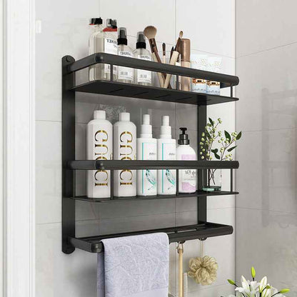 Sarah Express Modern Aluminum Bathroom Shelf Organizer - Wall Mounted Storage Rack
