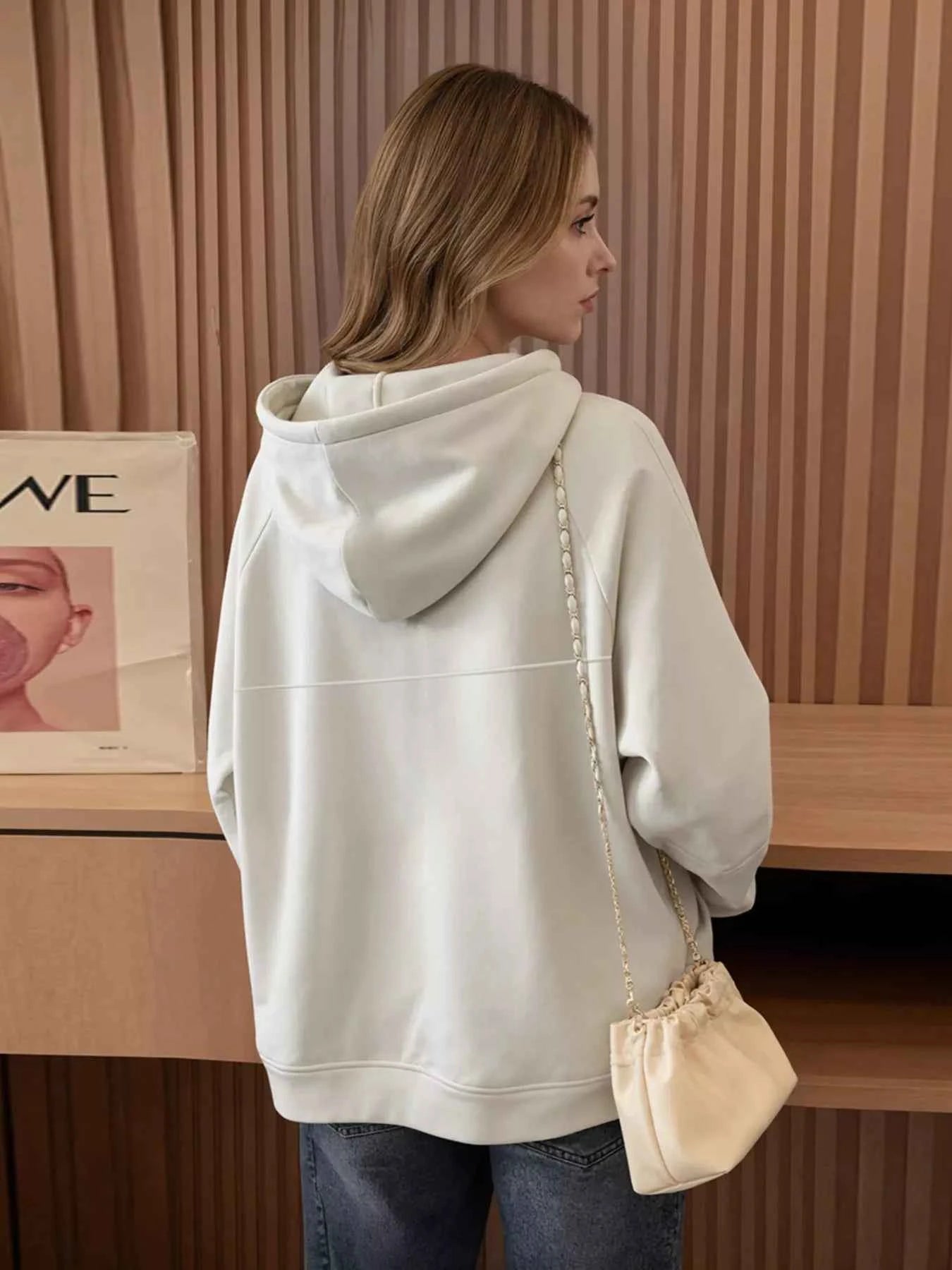 Sarah Express Women's Half-Zip Hoodie with Pockets - Casual Long Sleeve Pullover