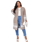 Sarah Express Women's Long Sequin Cardigan Jacket V-Neck Loose Fit Plus Size
