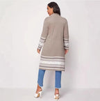 Sarah Express Women's Long Sequin Cardigan Jacket V-Neck Loose Fit Plus Size
