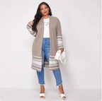 Sarah Express Women's Long Sequin Cardigan Jacket V-Neck Loose Fit Plus Size