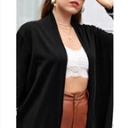 Sarah Express Women's Long Sequin Cardigan Jacket V-Neck Loose Fit Plus Size