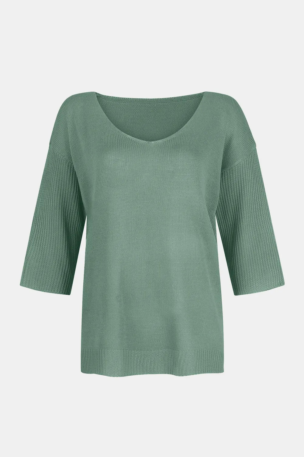 Sarah Express Women's V-Neck Three-Quarter Sleeve Knit Top