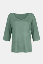 Sarah Express Women's V-Neck Three-Quarter Sleeve Knit Top