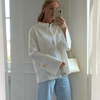 Sarah Express Women's Long Sleeve Shirt Loose Fit Casual Spring Top