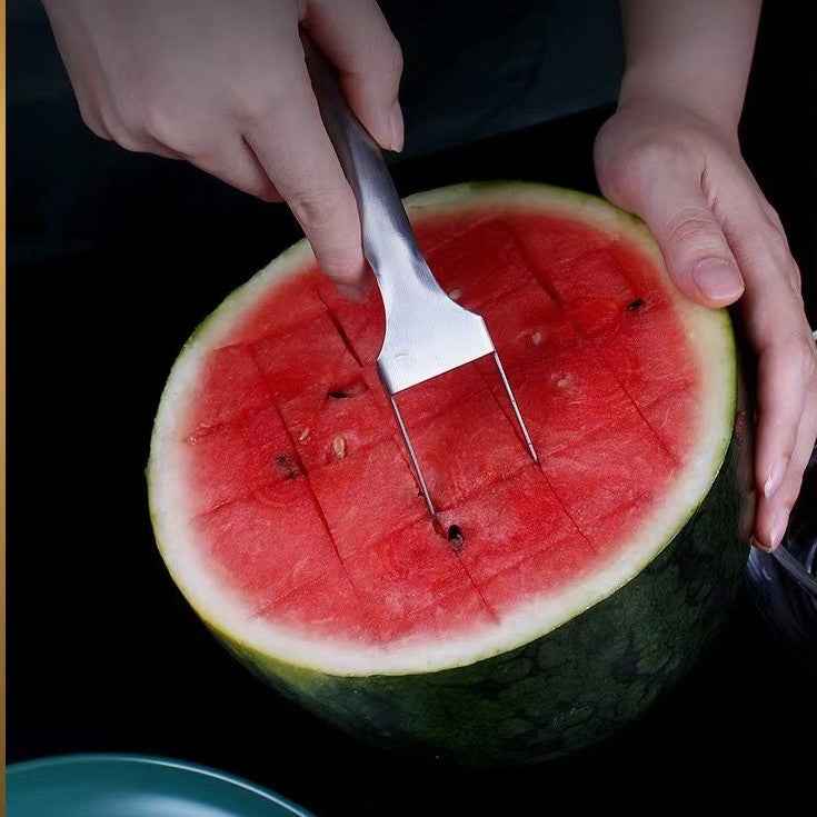Sarah Express Watermelon Slicer Fork - 2 in 1 Stainless Steel Fruit Cutter Divider Kitchen Tool