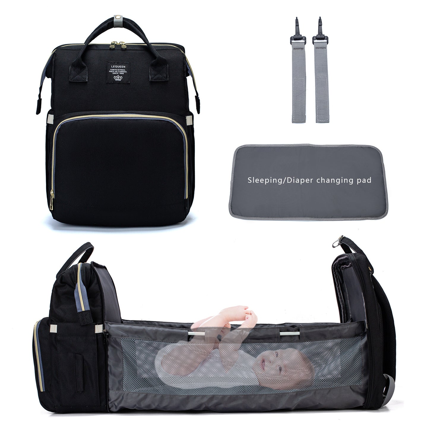 Sarah Express Waterproof Diaper Bag Backpack with USB Port - Large Capacity Travel Nursing Bag Black A