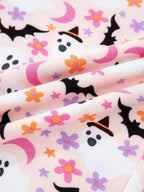 Sarah Express Women's Halloween Ghost Print Button Up Top and Pants Lounge Set