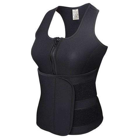 Sarah Express Women's Neoprene Body Sculpting Waist Trainer Vest Zipper Front Sports Waistcoat