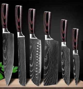 Sarah Express Professional Damascus Chef Knife Set - 7CR17 Stainless Steel Kitchen Knives 6pcs set