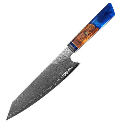 Sarah Express Premium Damascus Steel Chef Knife - Professional Japanese Kitchen Knife 8.1 Inch Blue 34.7cm