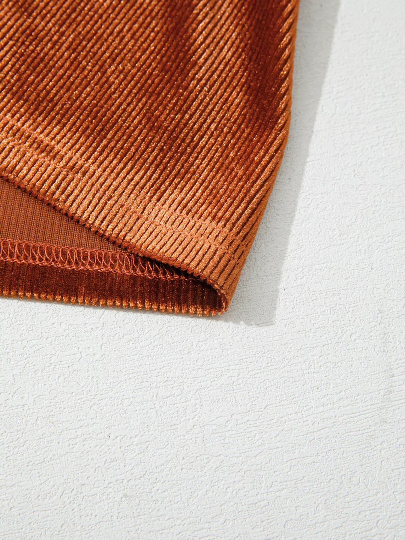 Sarah Express Women's Velvet Ribbed Texture Square Neck Slim Puff Sleeve Top