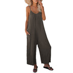 Women's Sleeveless Jumpsuit with Pockets - Casual Loose Fit Romper