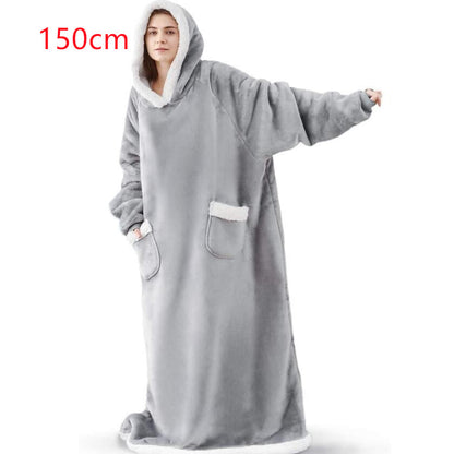 Sarah Express Oversized Wearable Blanket Hoodie with Pockets - Ultra Plush TV Blanket for Women & Men 150cm grey One Size