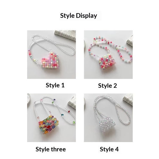 Sarah Express Beaded Pearl Crossbody Bag - Handmade Heart Tote Handbag for Women