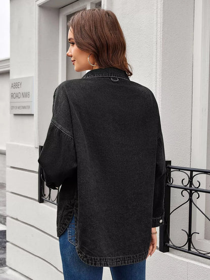 Sarah Express Women's Vintage Wash Button-Down Denim Jacket