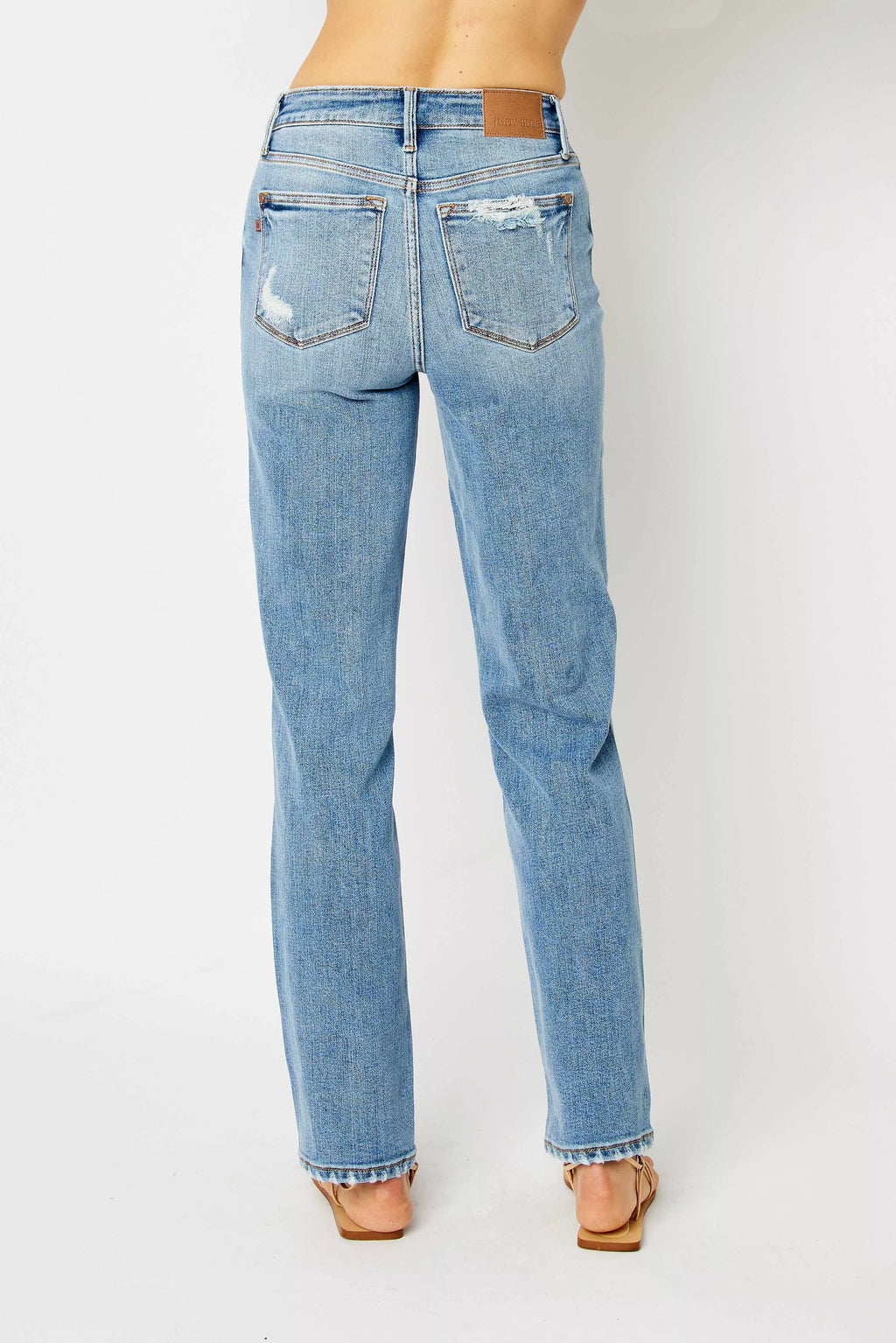 Sarah Express Women’s Plus Size High Rise Heavy Destroy Straight Jeans
