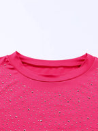 Sarah Express Women's Rhinestone Round Neck Long Sleeve Bodysuit