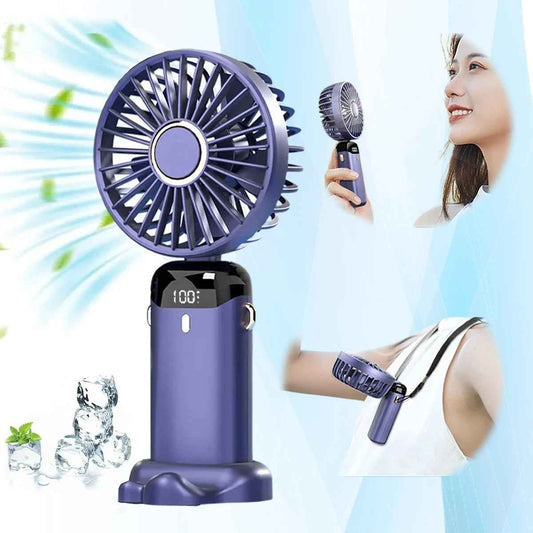 Sarah Express Portable Neck Fan USB Rechargeable Handheld Mini Fan 5 Speed Foldable Outdoor Cooling Fan