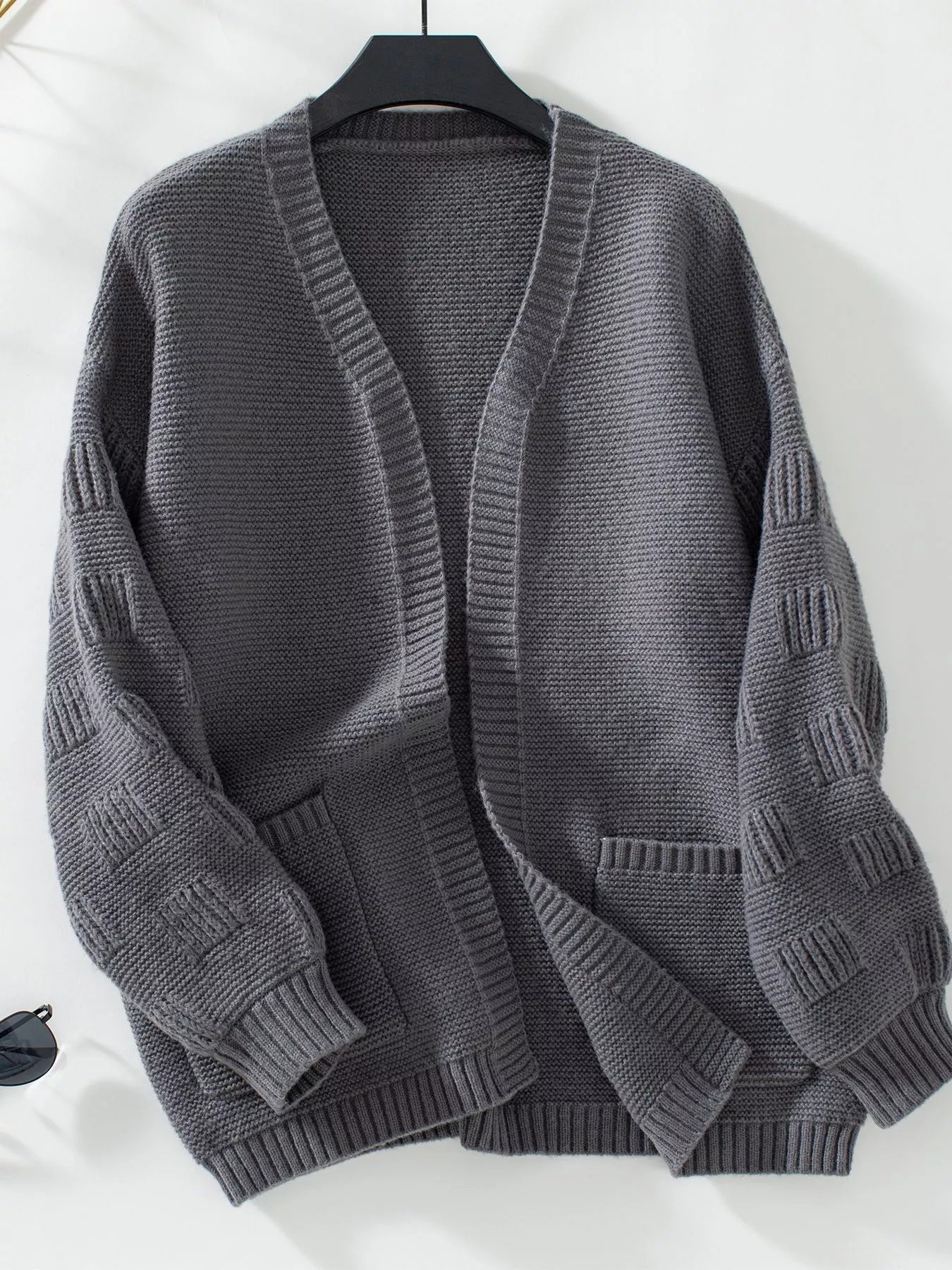 Sarah Express Women's Textured Knit Open Front Cardigan