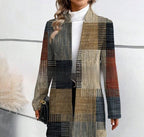 Sarah Express Women's Printed Stand Collar Trench Coat Long Sleeve Mid Length Korean Style Outerwear