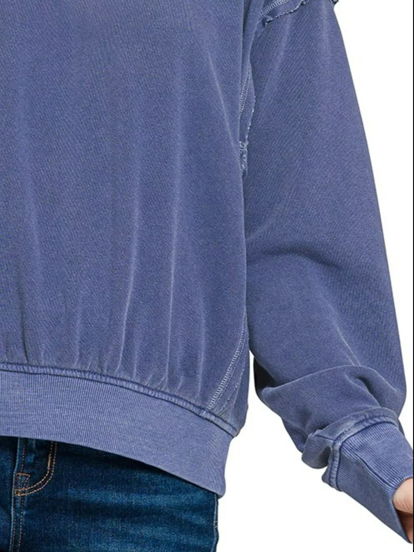 Sarah Express Women's Pigment Dye Fleece Pullover | Oversized Round Neck | Cotton Blend | S-L