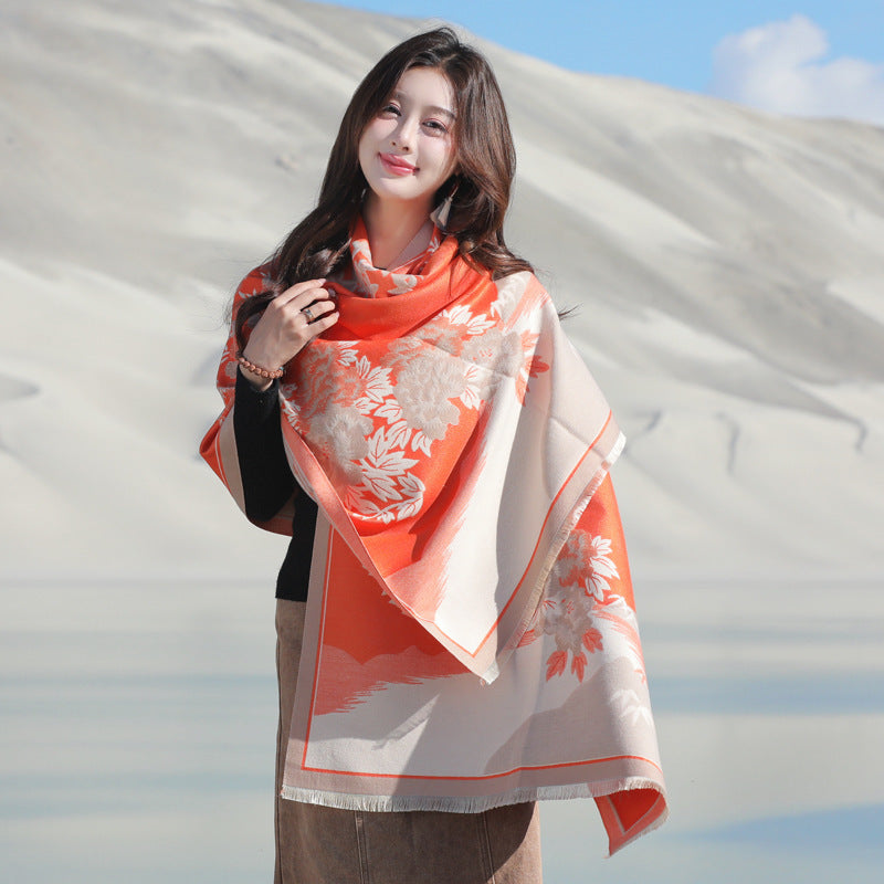Sarah Express Geometric Ethnic Print Scarf Soft Cashmere-Feel Warm