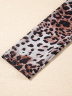 Sarah Express Women's Leopard Print Long Sleeve Mock Neck Bodysuit