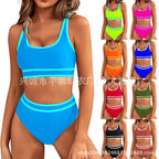 Sarah Express Women's Two-Piece Bikini Set - Tight-Fit Solid Color Swimsuit for Beach Swimming