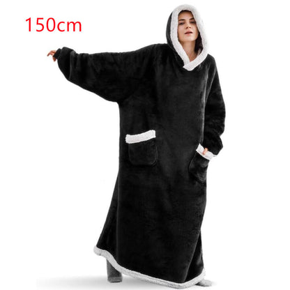 Sarah Express Oversized Wearable Blanket Hoodie with Pockets - Ultra Plush TV Blanket for Women & Men 150cm black One Size
