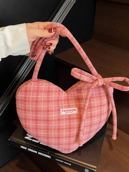 Sarah Express Heart-Shaped Plaid Shoulder Bag - Cute Crossbody Purse for Women